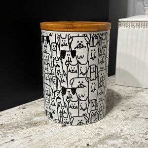 Ceramic Dog Pattern Canister with Bamboo Lid
